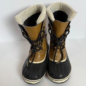 Sorel Kids Snow Boots Waterproof Brown Black Lace Up Winter Warm Size